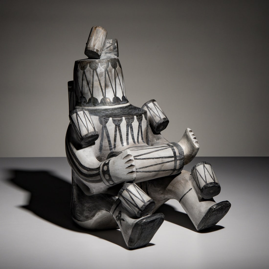Joshua Madalena (Jemez, 20th century) Seated Storyteller Pottery Figure, 2024: Joshua Madalena (Jemez, 20th century) Seated Storyteller Pottery Figure, 2024 figure made of stacked drums; signed and dated on base height 12 inches x length 10 inches x width 8 inches This lot is