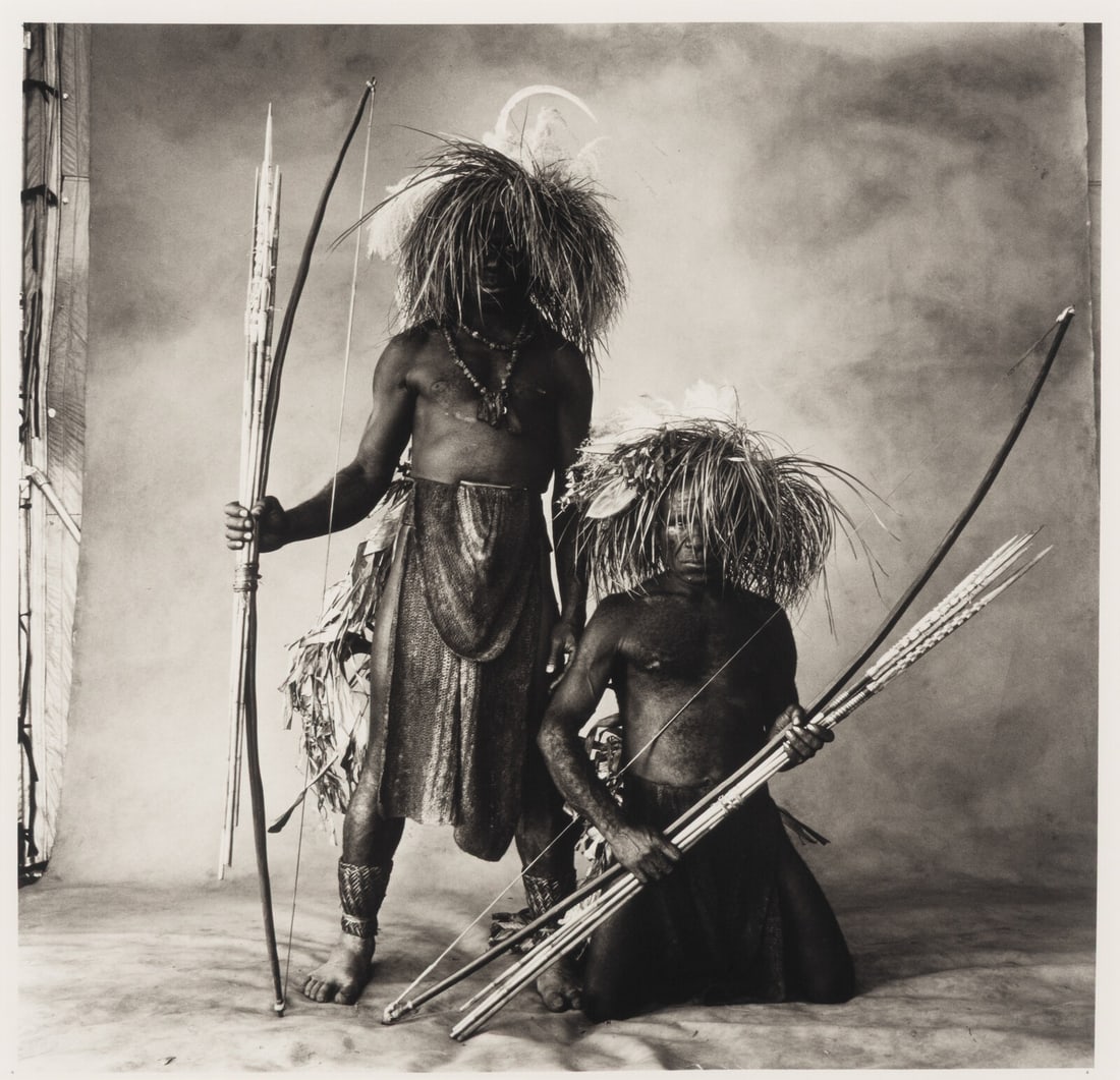 Irving Penn (American, 1917–2009) Two Men with Grass Hair, New Guinea, 1970; printed 1983: Irving Penn (American, 1917–2009) Two Men with Grass Hair, New Guinea, 1970; printed 1983 platinum palladium print on Rives paper flush-mounted to aluminum signed, titled, dated, annotated, and numb