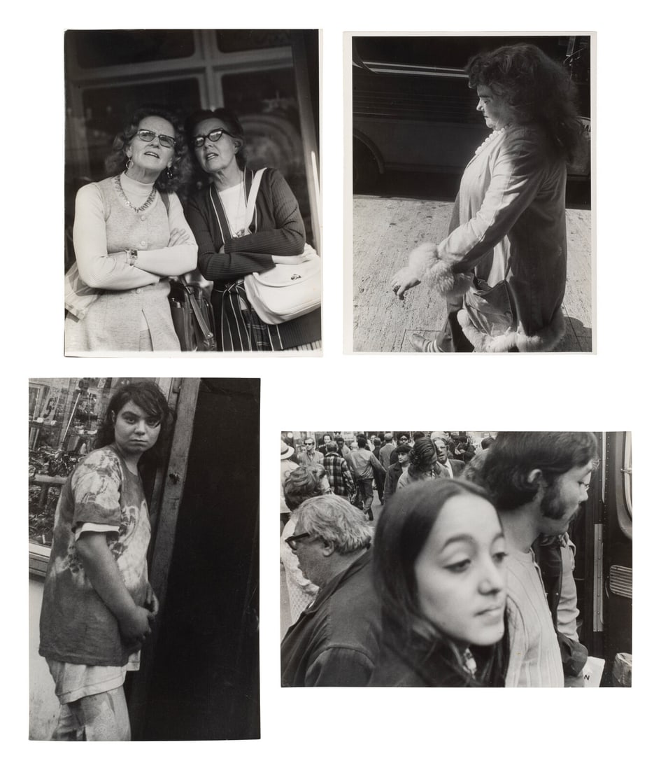 Leon Levinstein (American, 1913-1988) Four Works from Street Scene: Leon Levinstein (American, 1913-1988) Four Works from Street Scene gelatin silver prints one signed in black ink, verso; two with artist's stamp, verso largest: 13 5/8 x 10 3/4 in. Property from the M