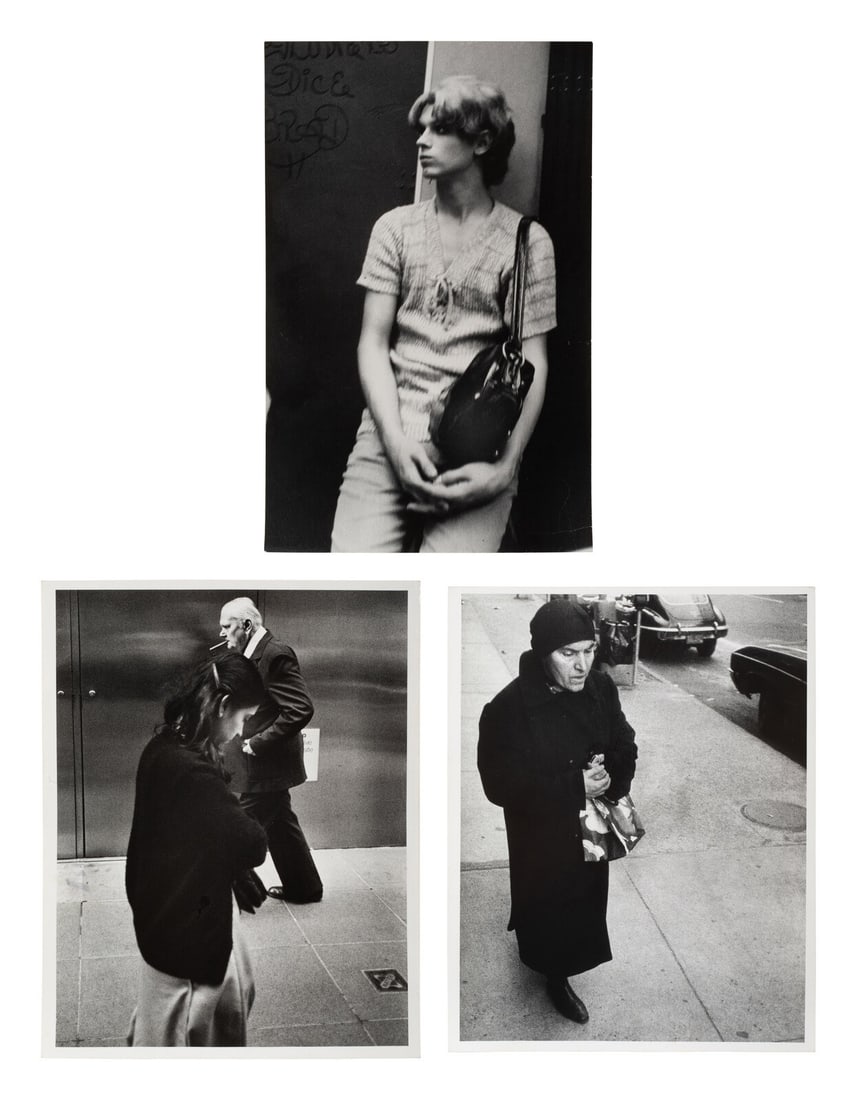 Leon Levinstein (American, 1913-1988) Three Works from Street Scene, 1982-1983: Leon Levinstein (American, 1913-1988) Three Works from Street Scene, 1982-1983 gelatin silver prints two signed in pencil, verso; each with artist's stamp, verso largest: 13 3/8 x 10 1/8 in. Property 