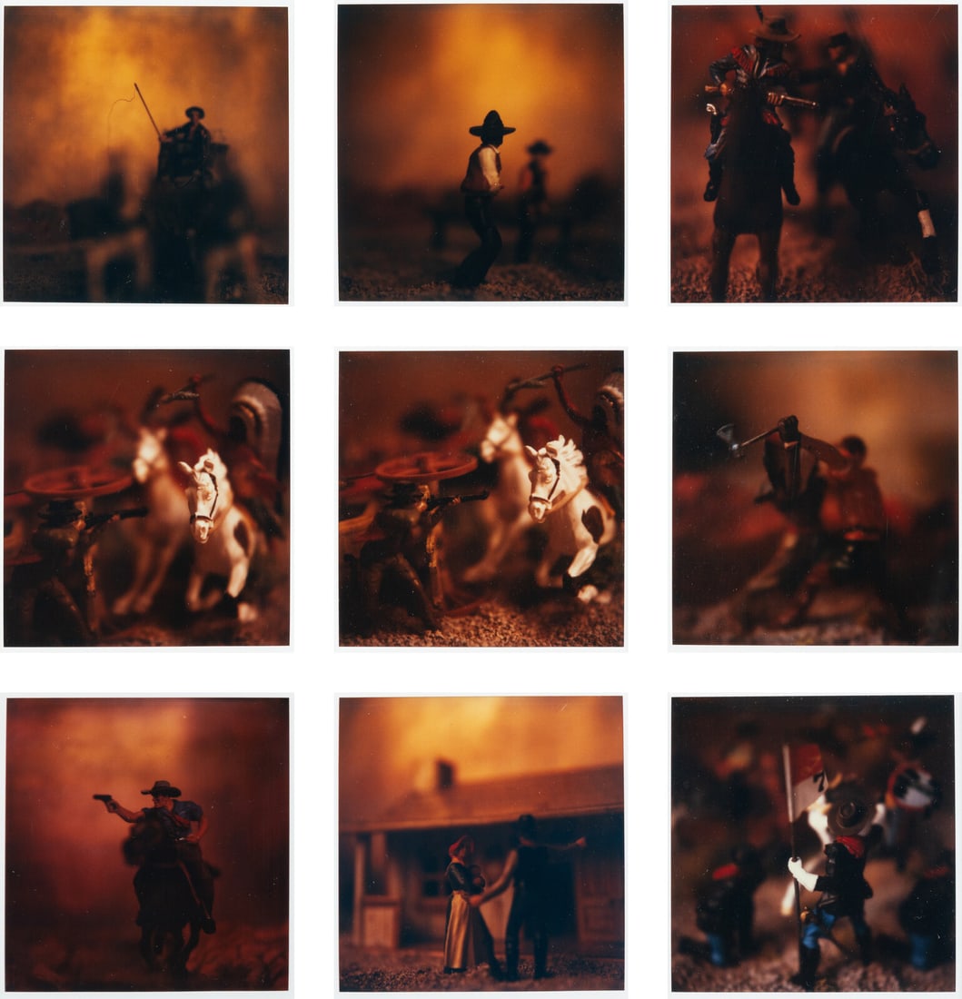 David Levinthal (American, born 1949) Selected images from Wild West, 1986: David Levinthal (American, born 1949) Selected images from Wild West, 1986 9 unique color Polaroid prints each signed and dated in ink each sheet: 4 1/2 x 3 1/2 in. This lot is located in Chicago. Pro