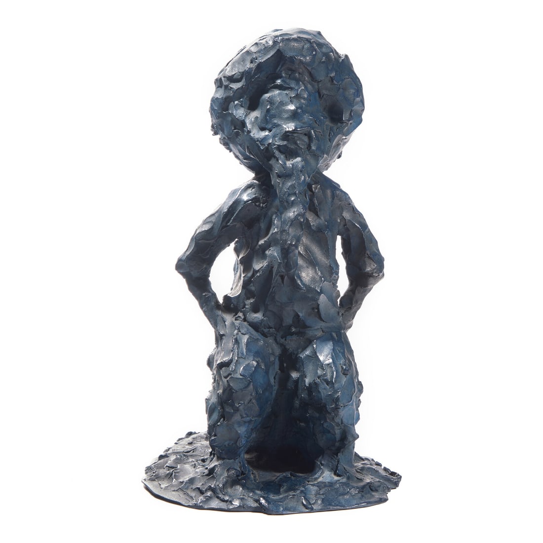 Chris Ofili (British, b. 1968) Half Moon (Blue), 2005: Chris Ofili (British, b. 1968) Half Moon (Blue), 2005 painted nickel silver on a leather covered wooden plinth inscribed Chris Ofili and AP (left edge) height: 16 in. Property from a Distinguished Pri