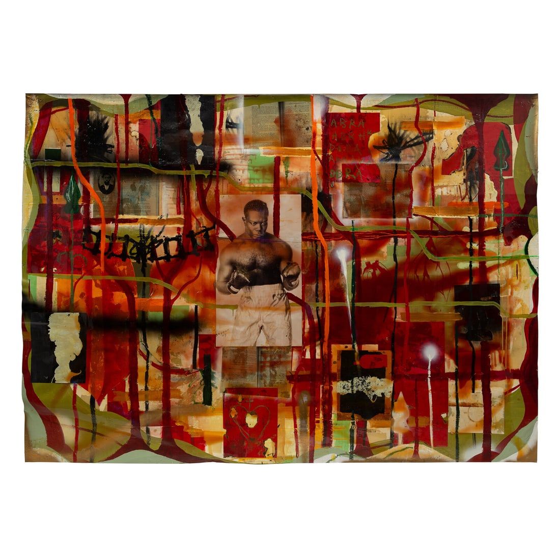 Radcliffe Bailey (American, 1968-2023) Abracadabra, 2000: Radcliffe Bailey (American, 1968-2023) Abracadabra, 2000 acrylic, resin, and photograph collage on paper ***presumably signed Radcliffe Bailey and dated (on the reverse) 58 x 80 in. This lot is locate