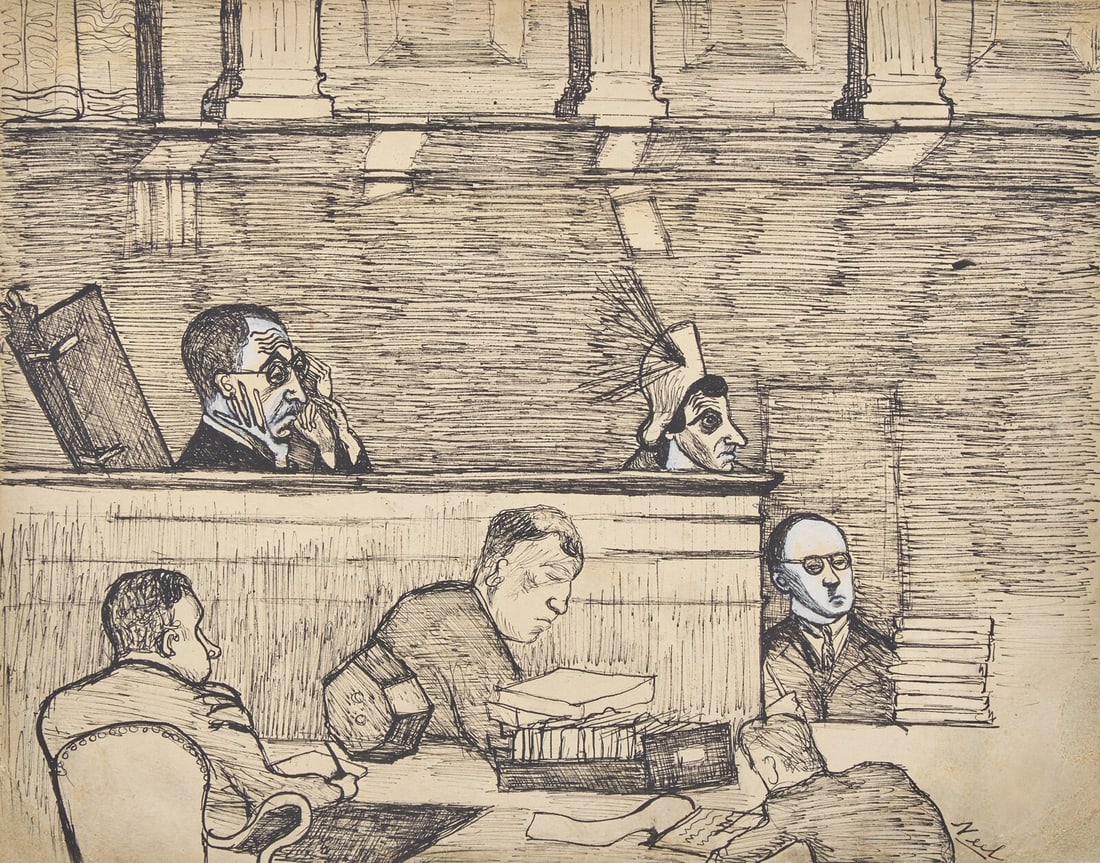 Alice Neel (American, 1900-1984) Judge Medina - Trial Scene, 1951-52 (1 of 3)