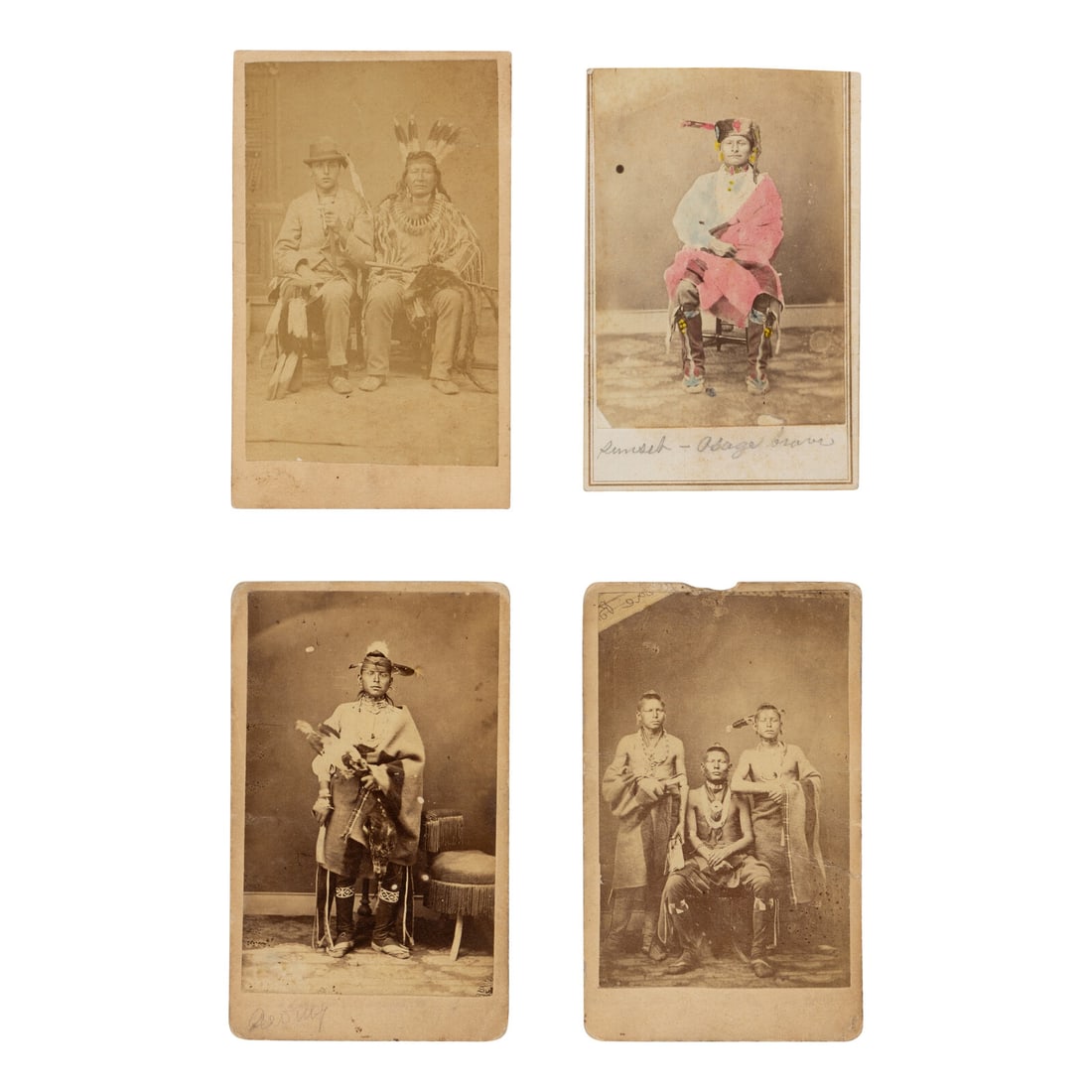 A.W. Barker Four CDVs of Osage, Sac & Fox Indians (1 of 2)