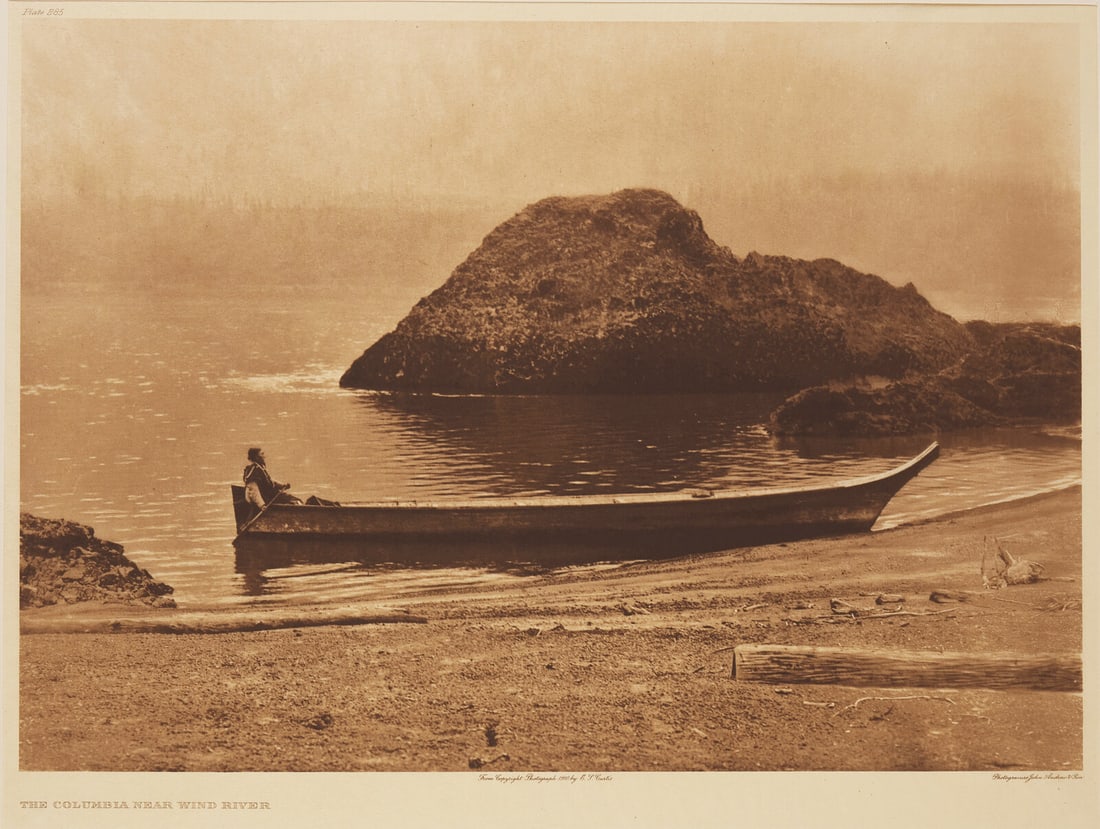 Edward Curtis (American, 1868-1952) The Columbia Near Wind RiverPlate 285: Edward Curtis (American, 1868-1952) The Columbia Near Wind RiverPlate 285 John Andrew & Son, 1910. Japanese Gampi tissue. Mounted to larger sheet, in mat. 13 x 17 in. (330 x 432 mm). This lot is l