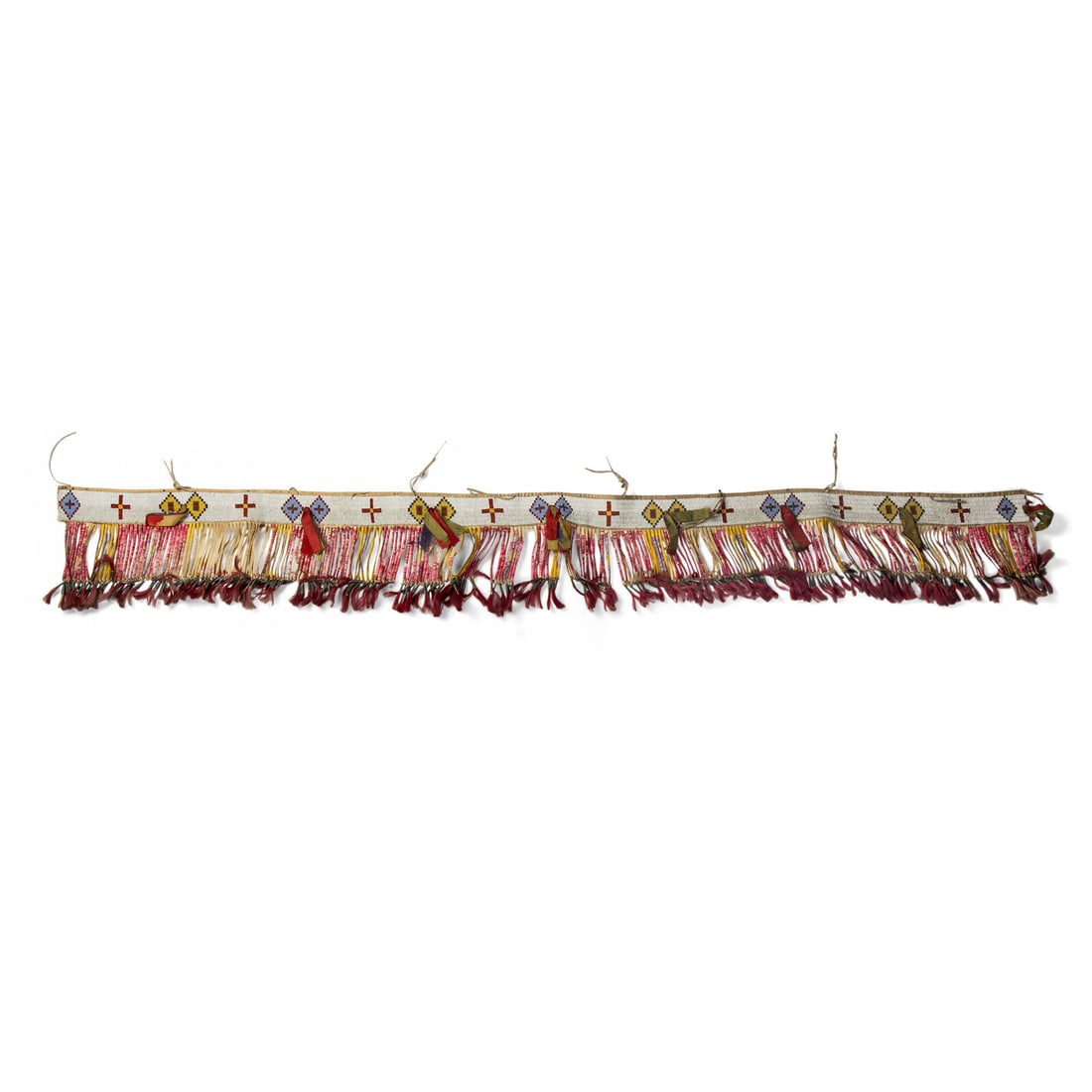 Sioux Beaded and Quilled Hide Strip, Possibly a Wrap for a Drum (1 of 3)