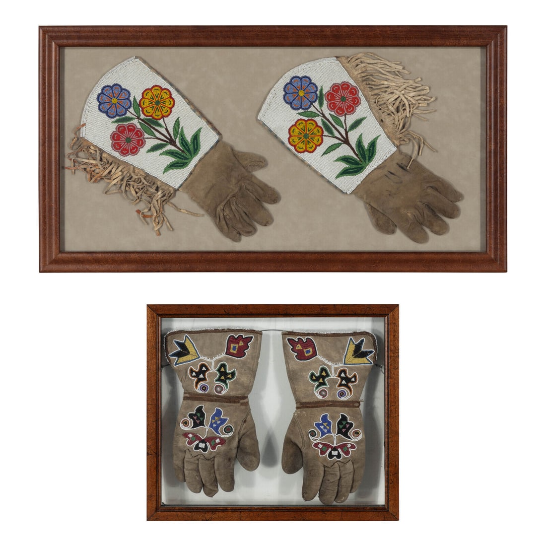 Plateau Beaded Hide Gauntlets, Two Pairs (1 of 5)