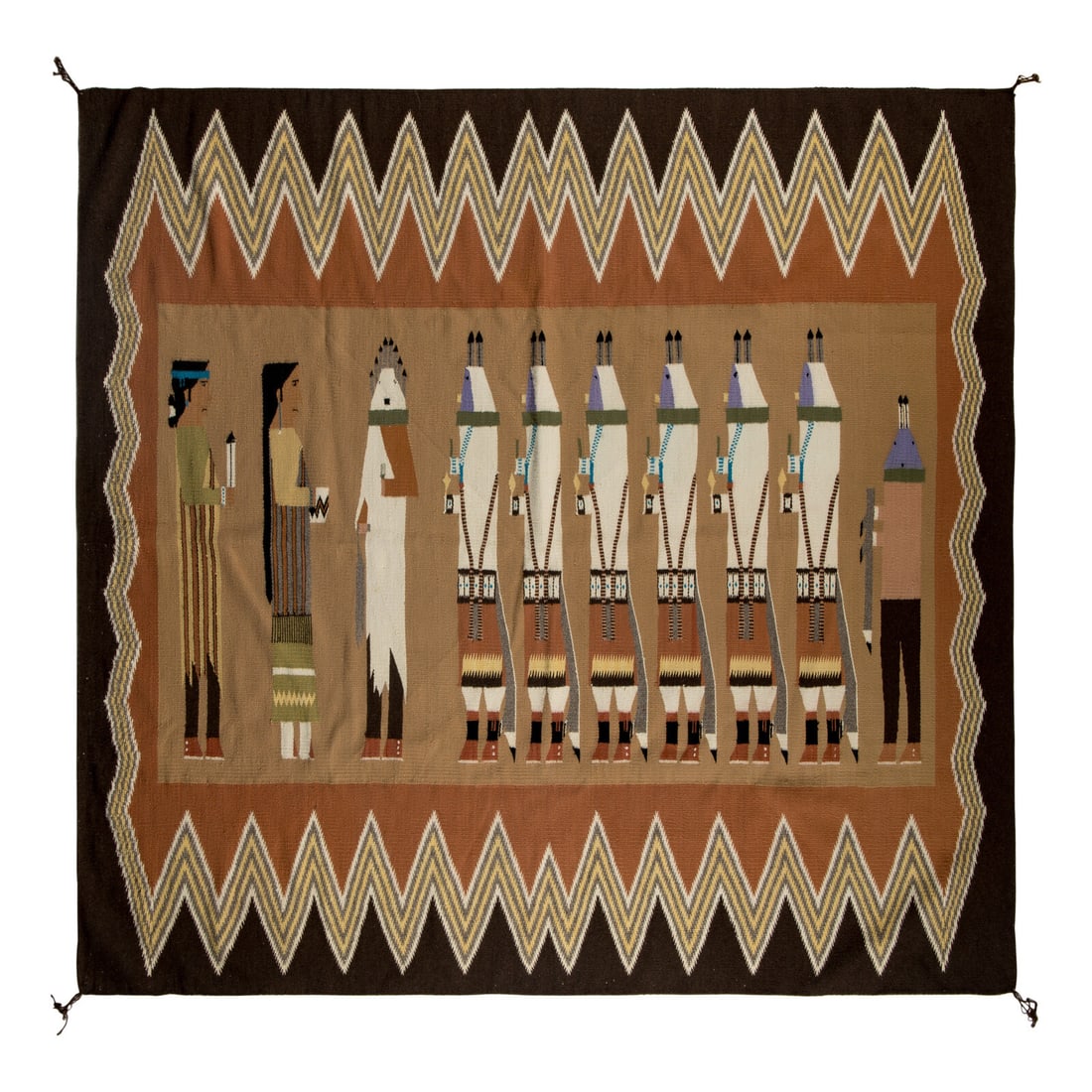 Ella Watts (Diné, 20th century) Navajo Yeibichai Weaving [Rug] (1 of 2)