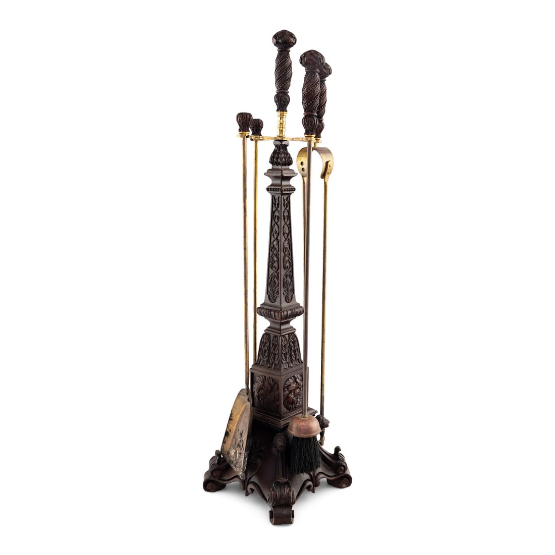 A Set of Swiss "Black Forest" Carved Fireplace Tools (1 of 2)
