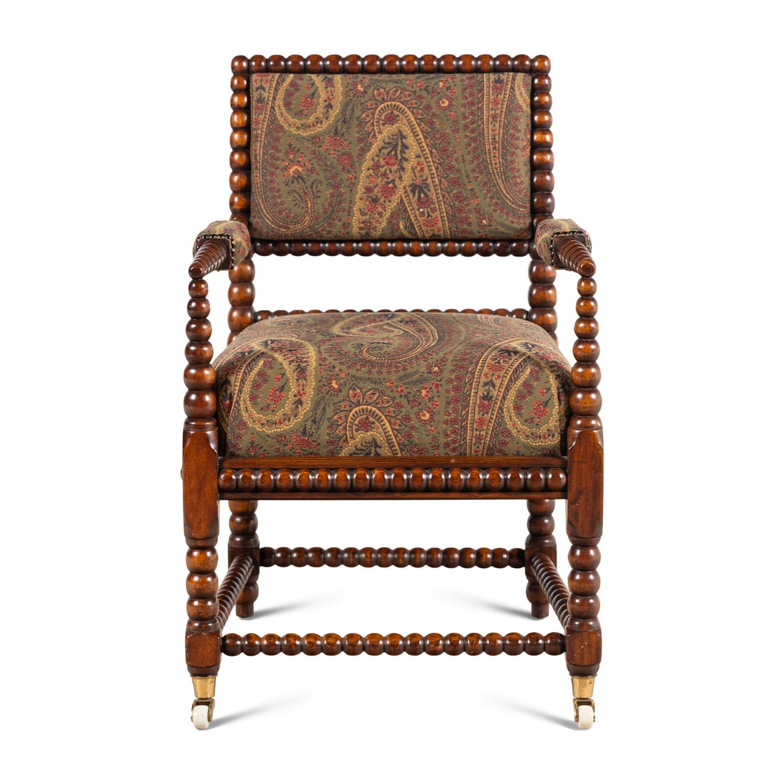 An English Turned Walnut Armchair: An English Turned Walnut Armchair 20th Century Height 33 x width 21 x depth 21 inches. Property from a Utah Mountain Residence This lot is located in Chicago.