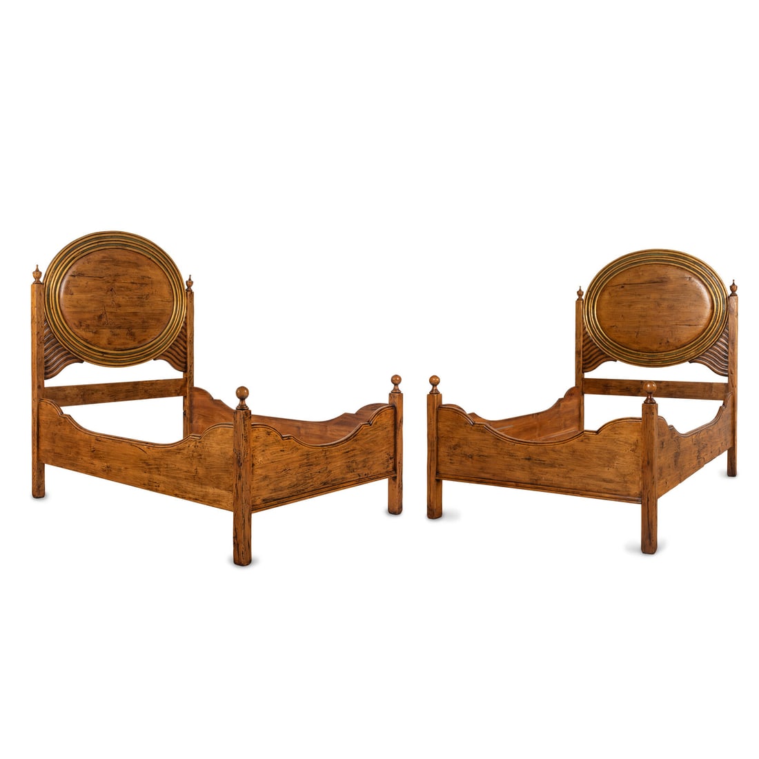 A Pair of Rustic Style Beds: A Pair of Rustic Style Beds Ty Loyola Design, 20th Century Height 77 1/2 x length 81 1/2 x width 59 1/2 inches, Property from a Utah Mountain Residence This lot is located in Chicago.