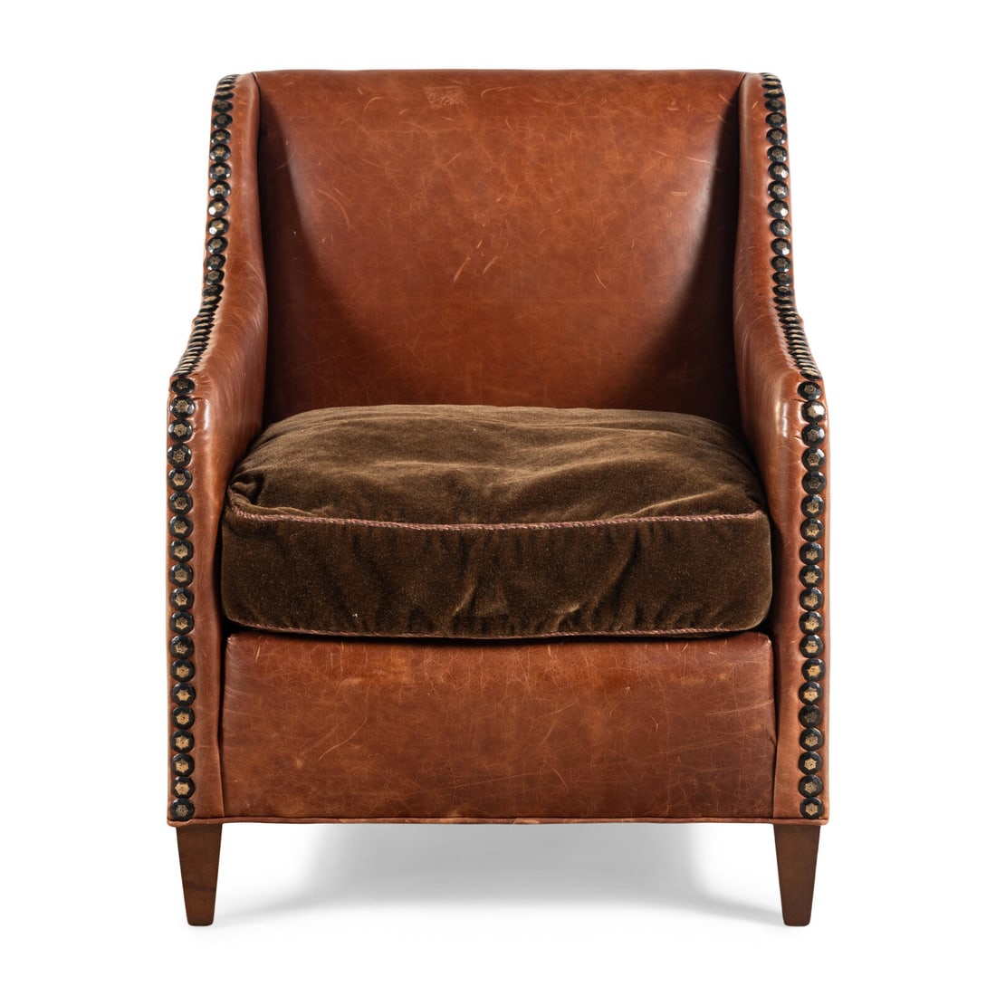 A Leather and Velvet Upholstered Armchair (1 of 17)