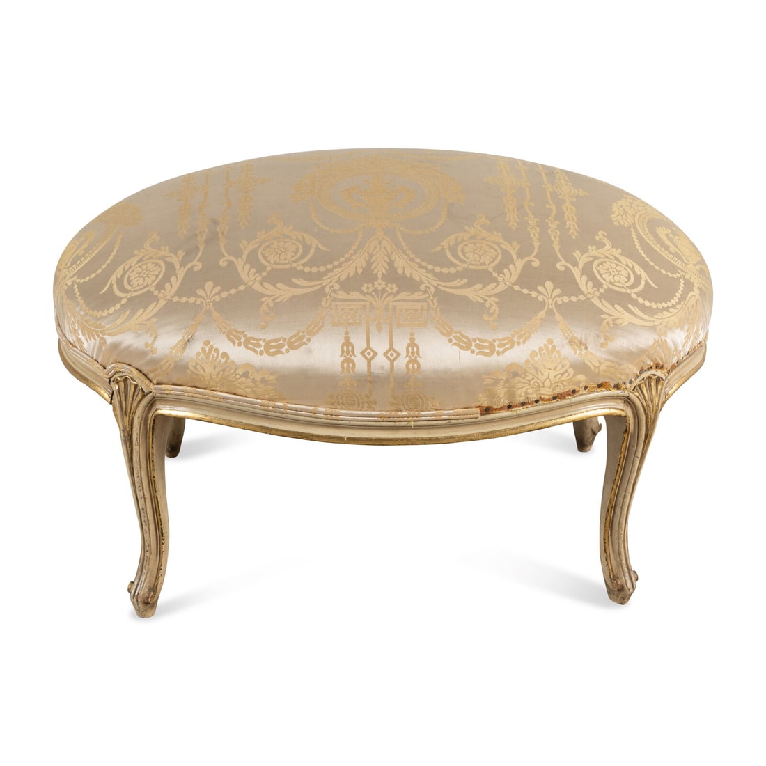A Louis XV Style Painted Foot Stool: A Louis XV Style Painted Foot Stool 20th Century Height 13 x width 26 x depth 17 inches. Property from a Utah Mountain Residence This lot is located in Chicago.