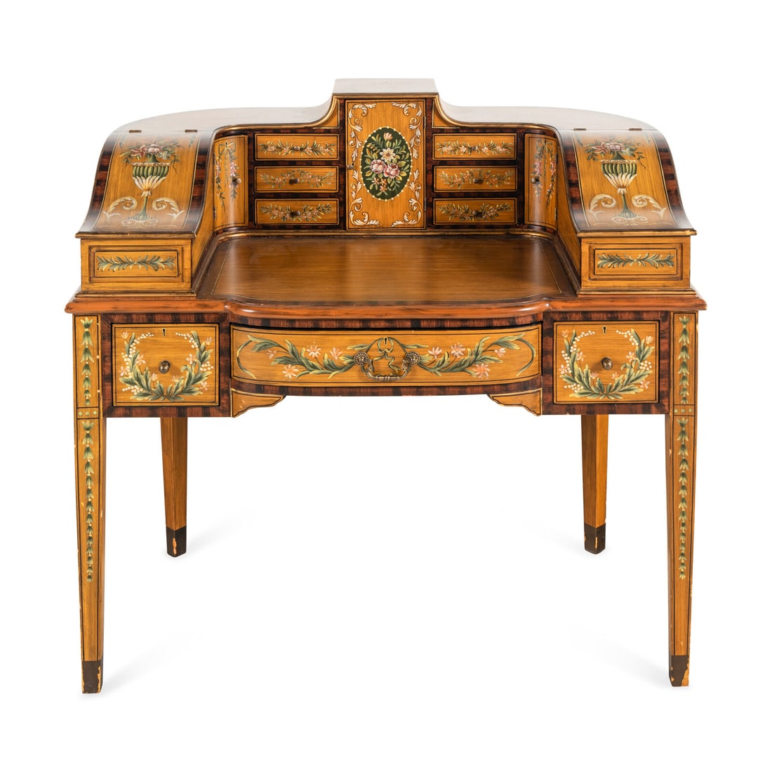An Edwardian Style Painted Satinwood Carlton House Desk (1 of 17)