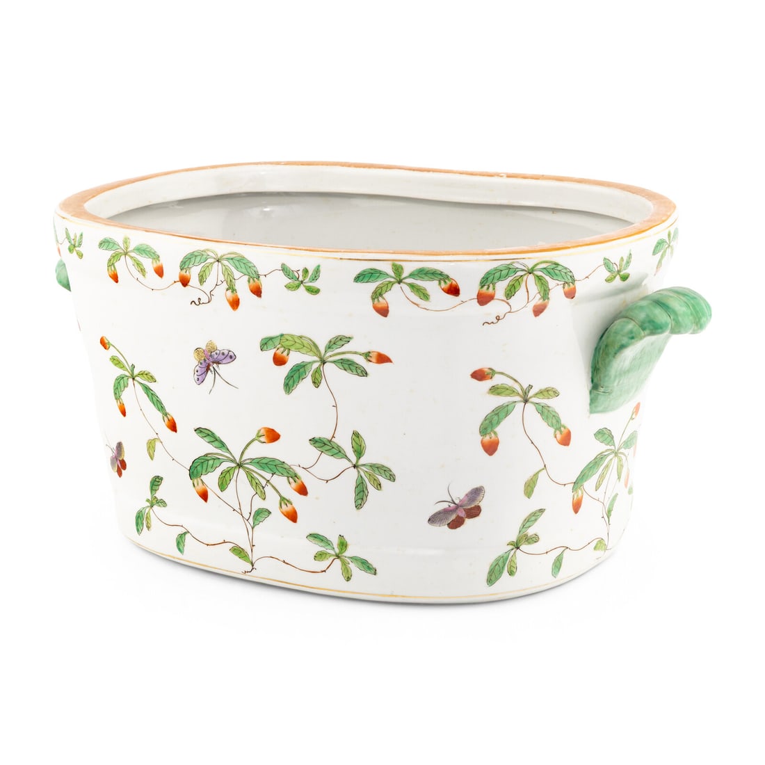 A Chinese Export Porcelain Bottle Cooler: A Chinese Export Porcelain Bottle Cooler 20th Century Height 10 x width 23 x depth 13 1/2 inches. Property from a Utah Mountain Residence This lot is located in Chicago.
