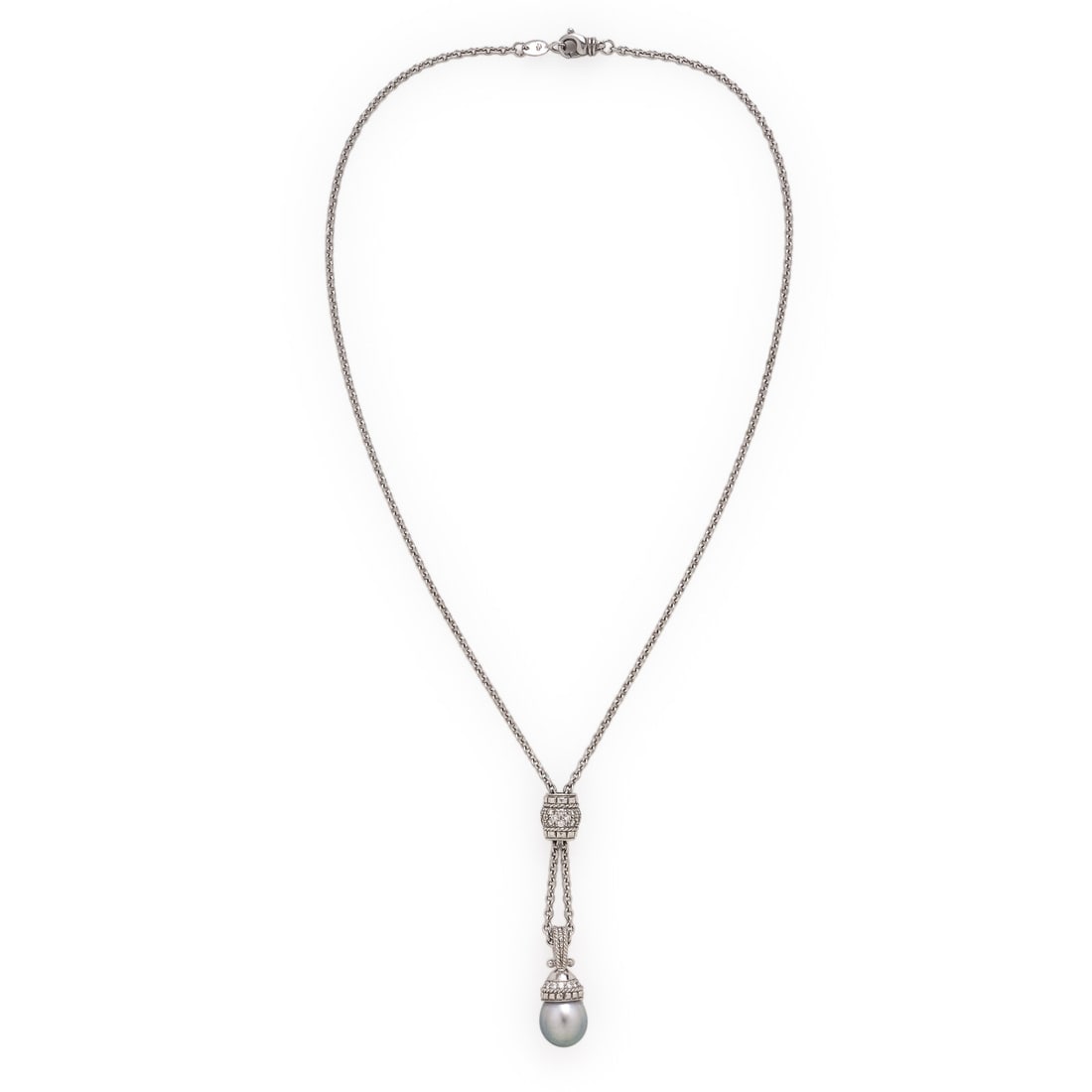 Penny Preville, Cultured Gray Pearl, Diamond, and Platinum Necklace (1 of 2)