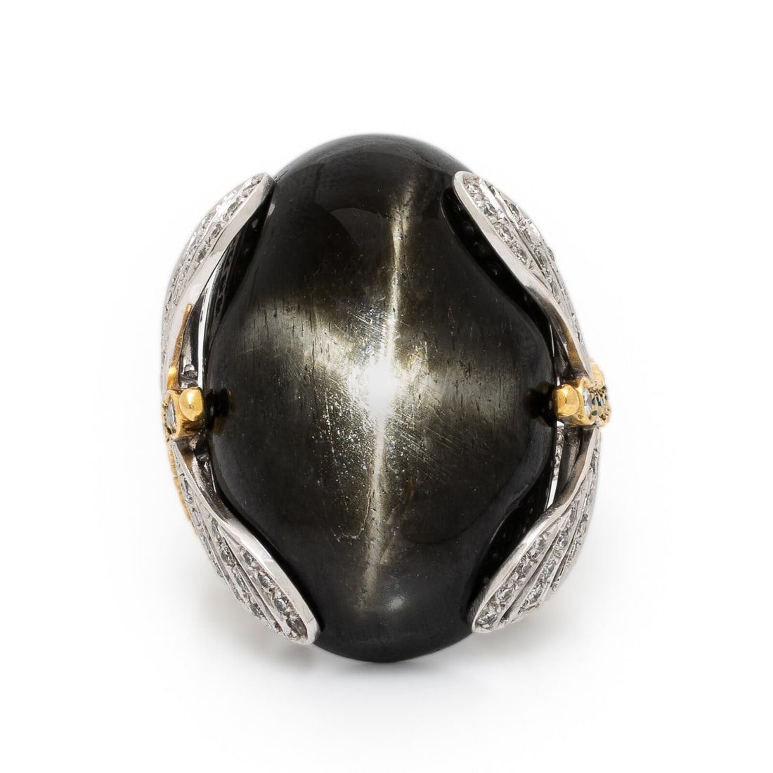 Chantecler, Black Star Diopside, Diamond, and Emerald Dragonfly Ring (1 of 3)