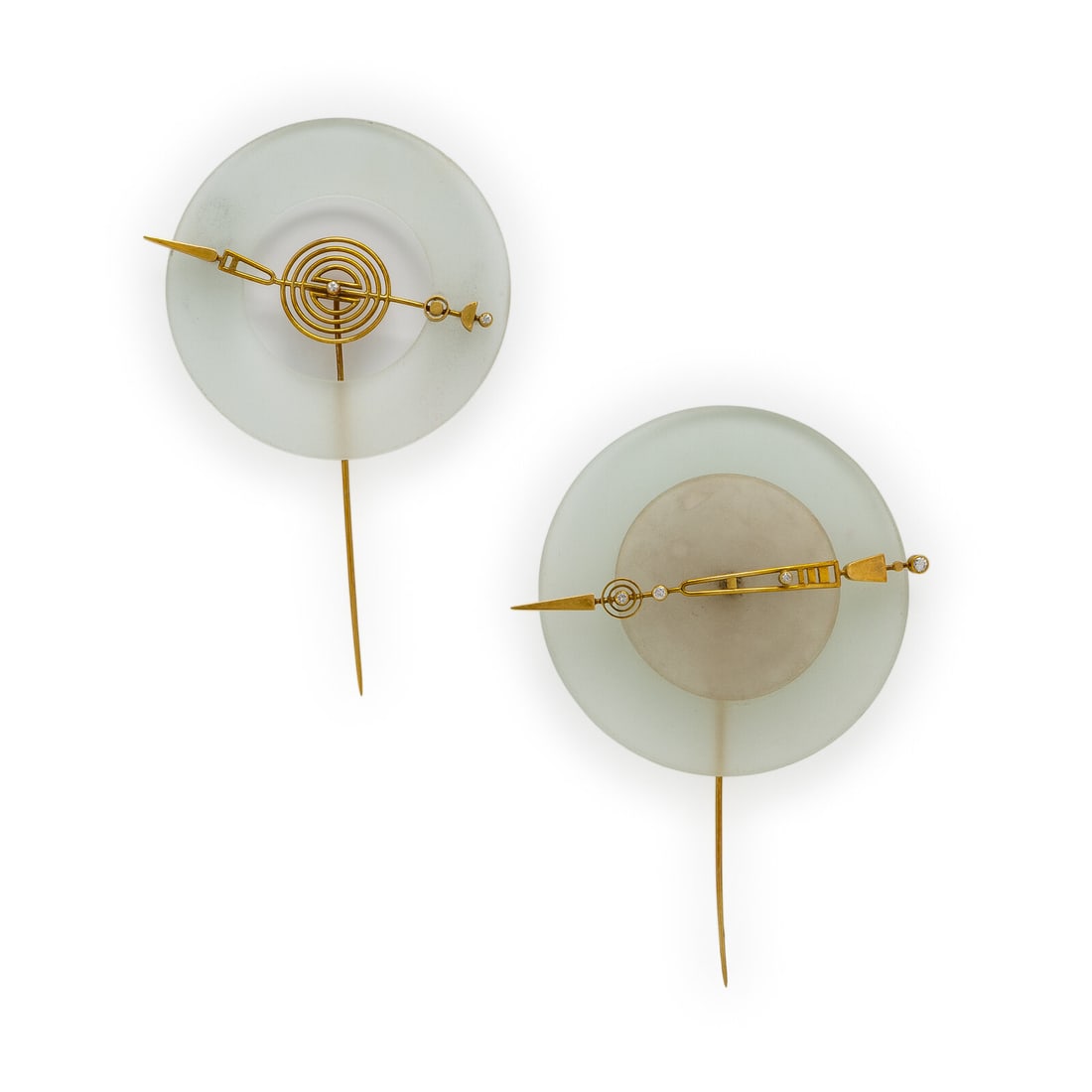 Wendy Ramshaw, 'Wedgewood Series', Pair of Yellow Gold, Diamond, and Jasperware Stick Pins (1 of 2)