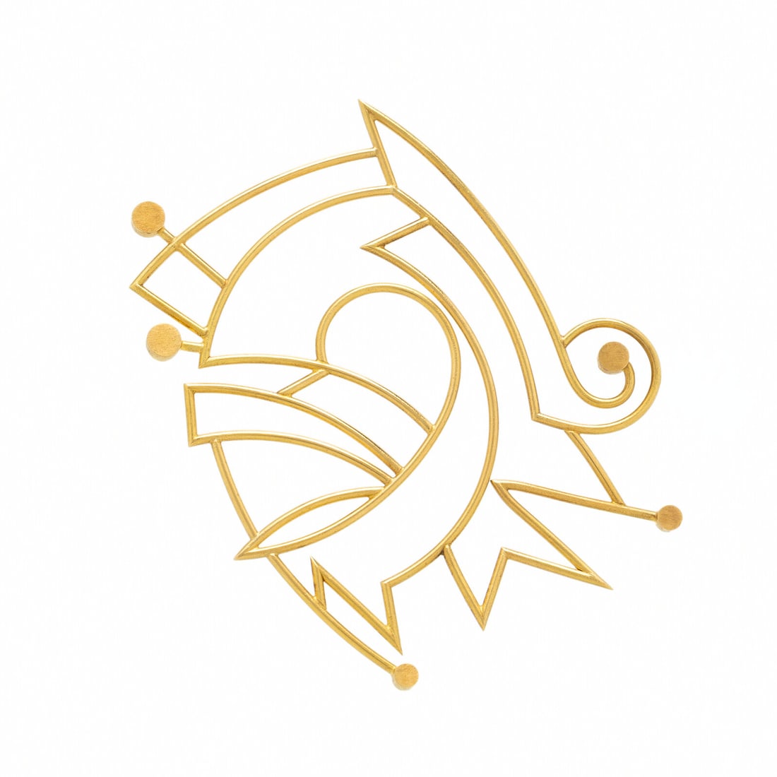 Wendy Ramshaw, 'Drawings in Gold', Yellow Gold Brooch: Wendy Ramshaw, 'Drawings in Gold', Yellow Gold Brooch 18 karat yellow gold. 2 5/8 x 2 1/8 inches. Stamp: 750 (British hallmarks). Gross weight: 10.10 dwt. Accompanied by a copy of the design sketches 