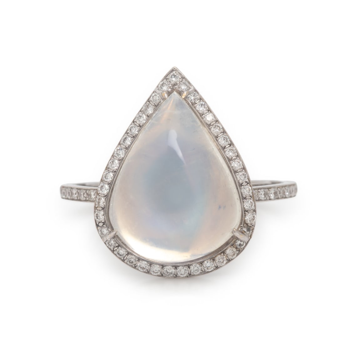 Moonstone, Diamond, and White Gold Ring (1 of 3)