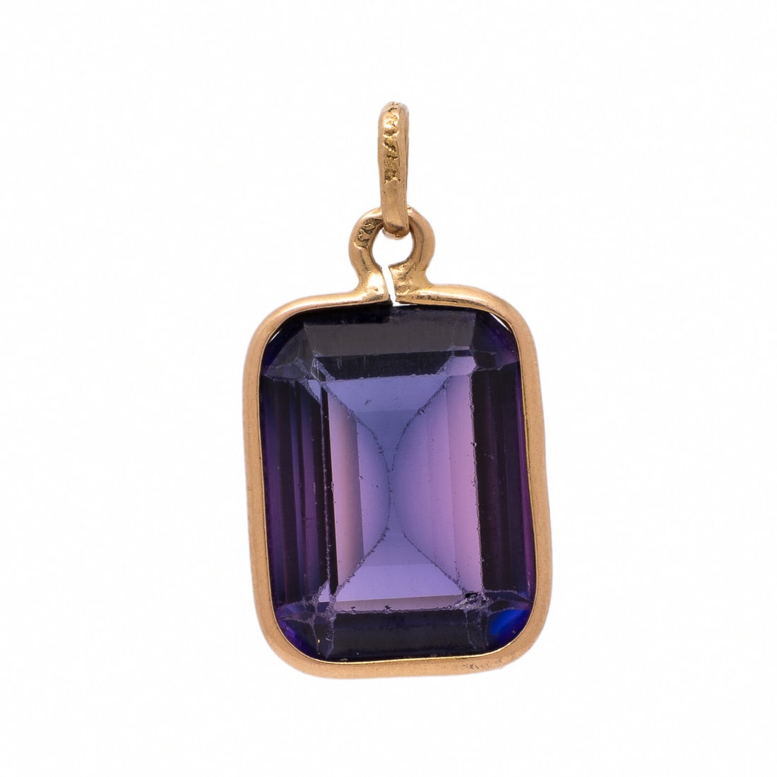 Synthetic Color-Change Sapphire and Yellow Gold Pendant (1 of 3)