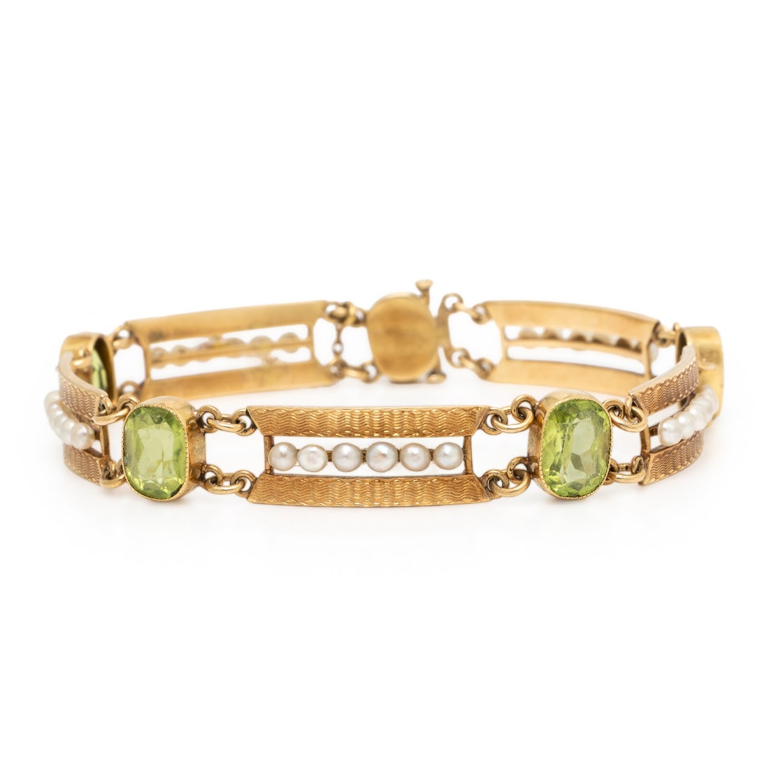 Peridot, Seed Pearl, and Yellow Gold Bracelet (1 of 3)