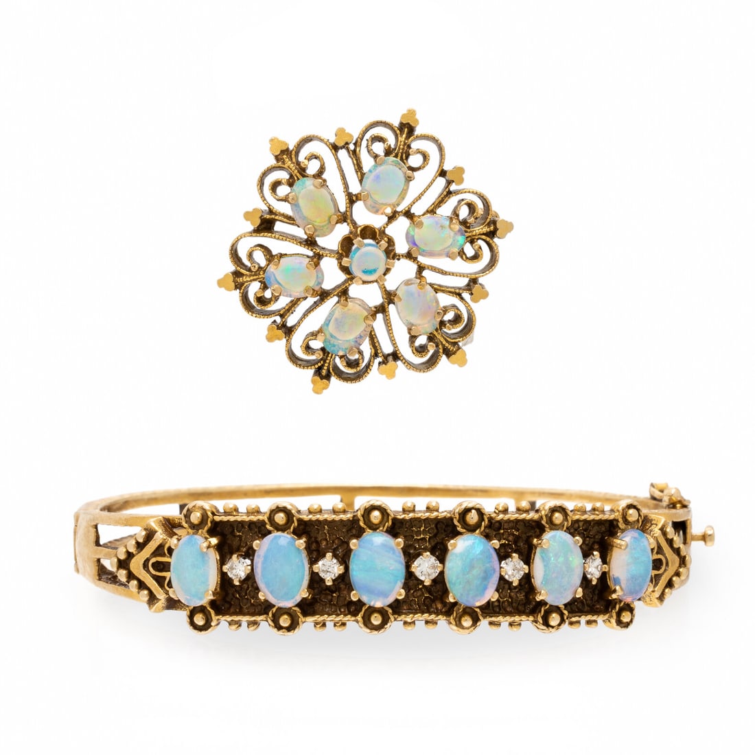 Opal and Yellow Gold Bracelet and Brooch (1 of 3)