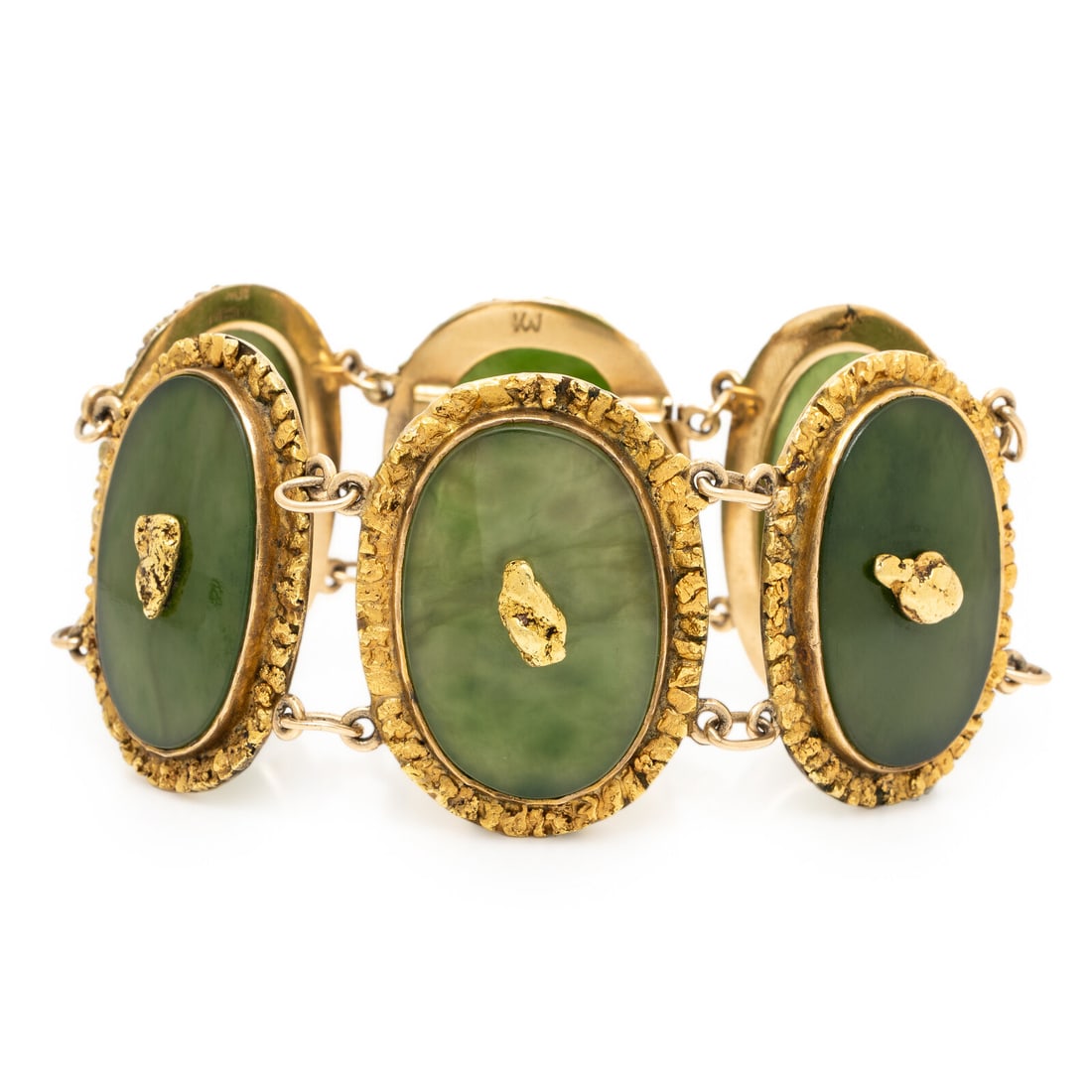 Low-Karat Gold and Nephrite Plaque Bracelet (1 of 3)