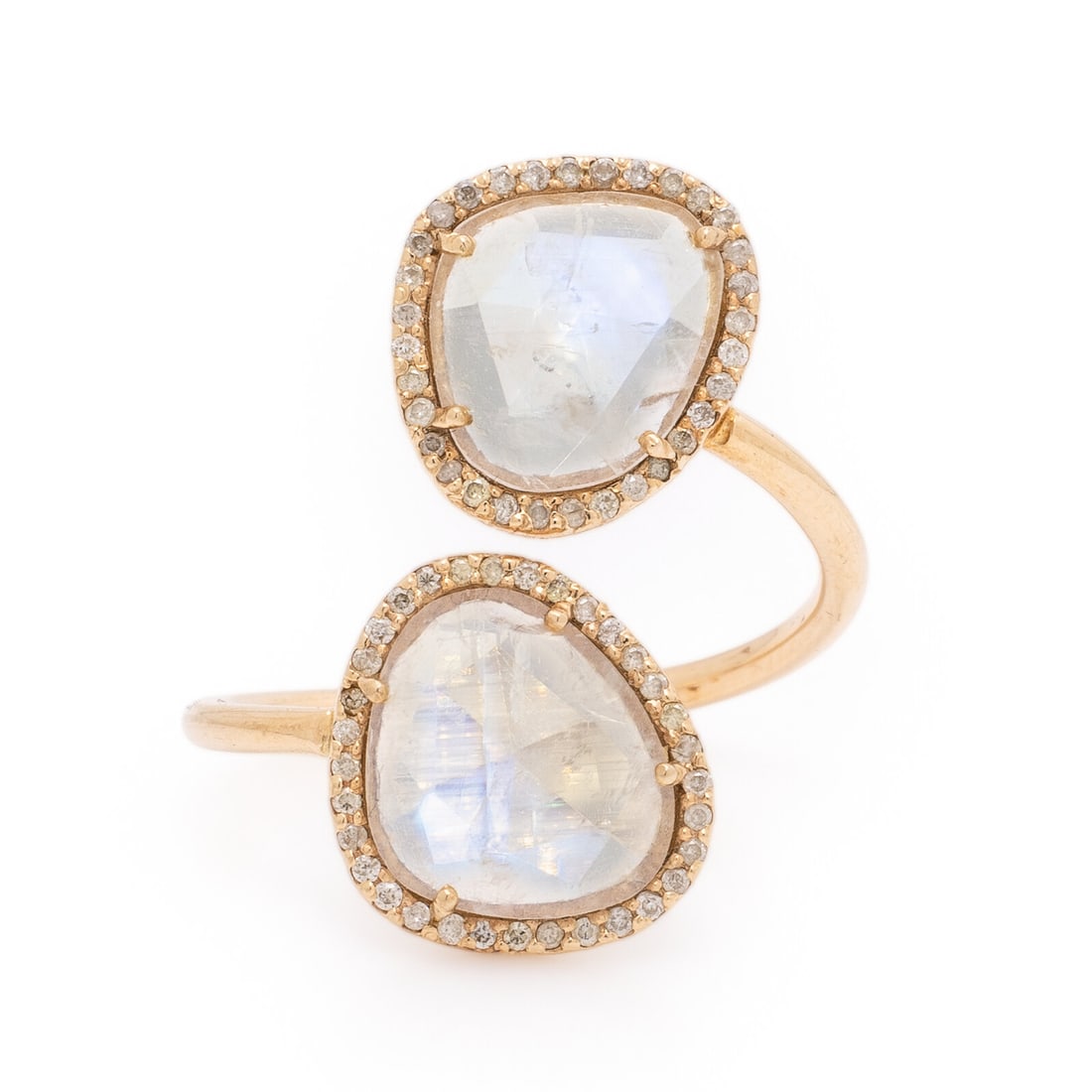 Labradorite, Diamond, and Yellow Gold Bypass Ring (1 of 3)