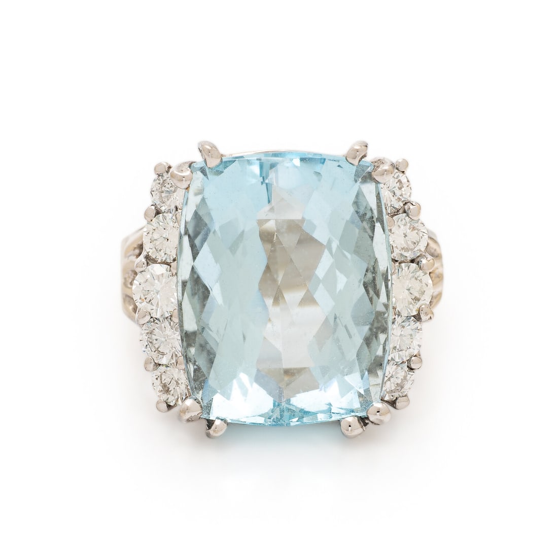 Aquamarine, Diamond, and White Gold Ring (1 of 3)