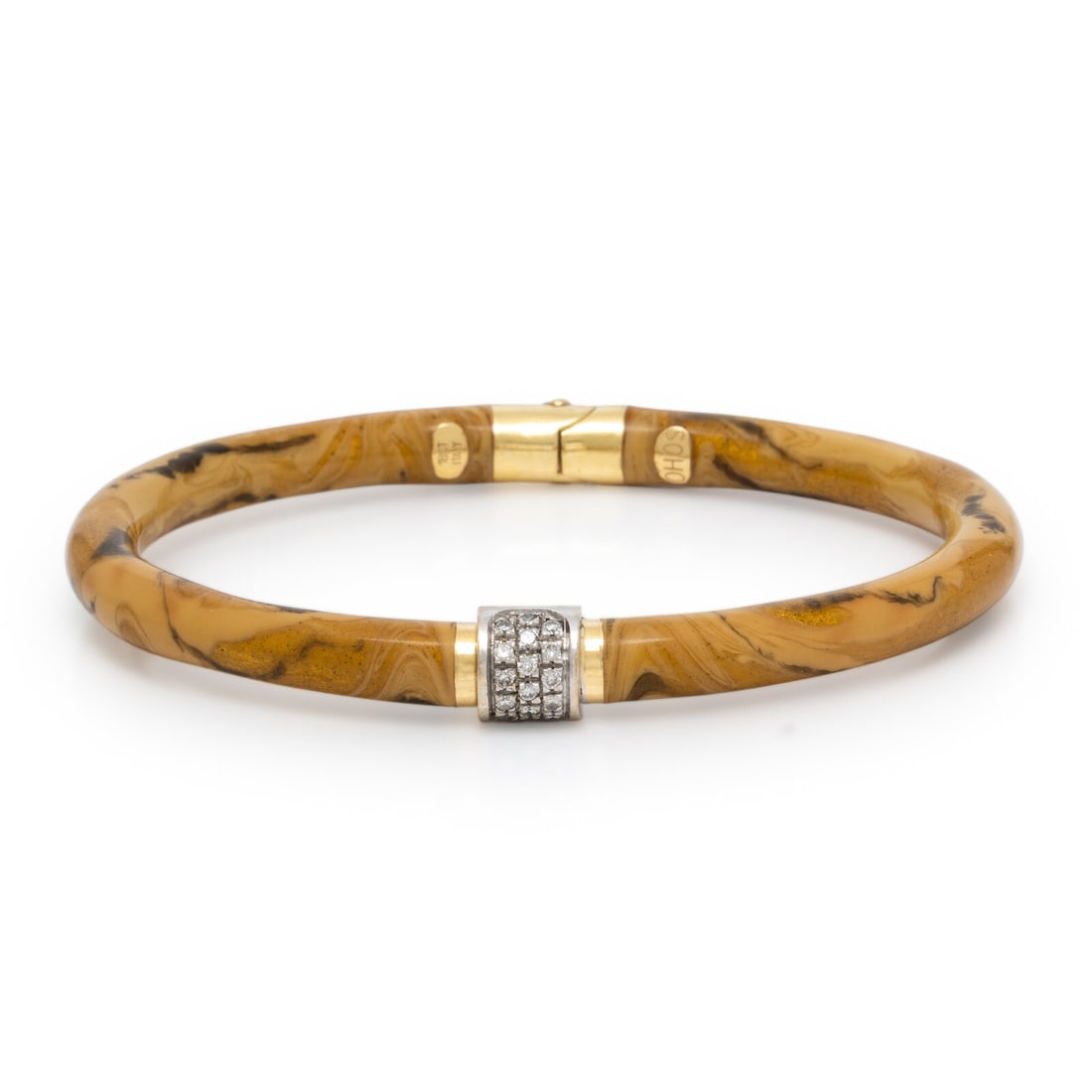 Soho, Enamel, Diamond, and Bicolor Gold Bangle Bracelet (1 of 2)