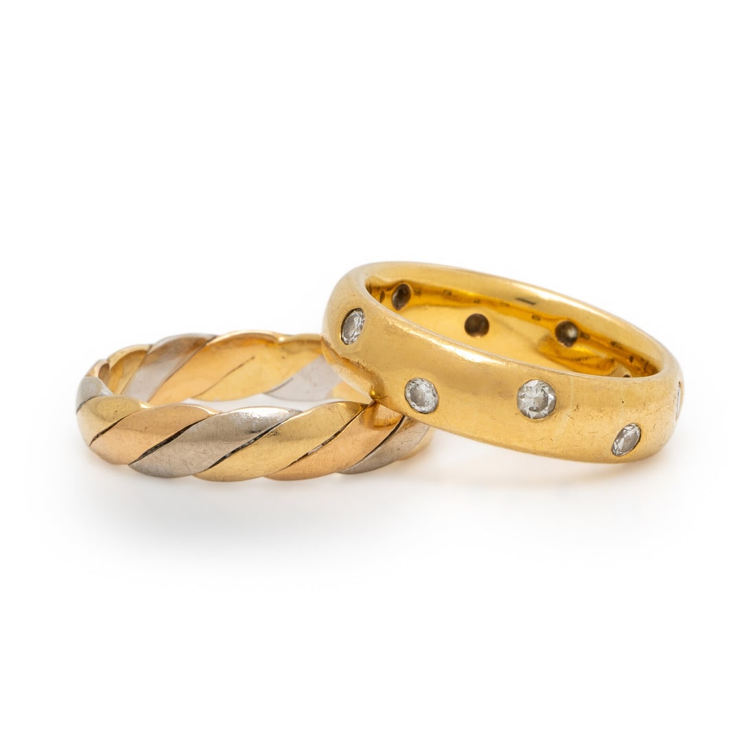 Tricolor Gold Ring and Yellow Gold and Diamond Ring (1 of 2)