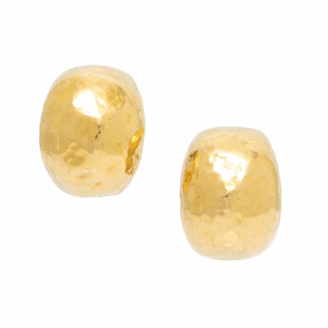 SeidenGang, Hammered Yellow Gold Earrings (1 of 2)