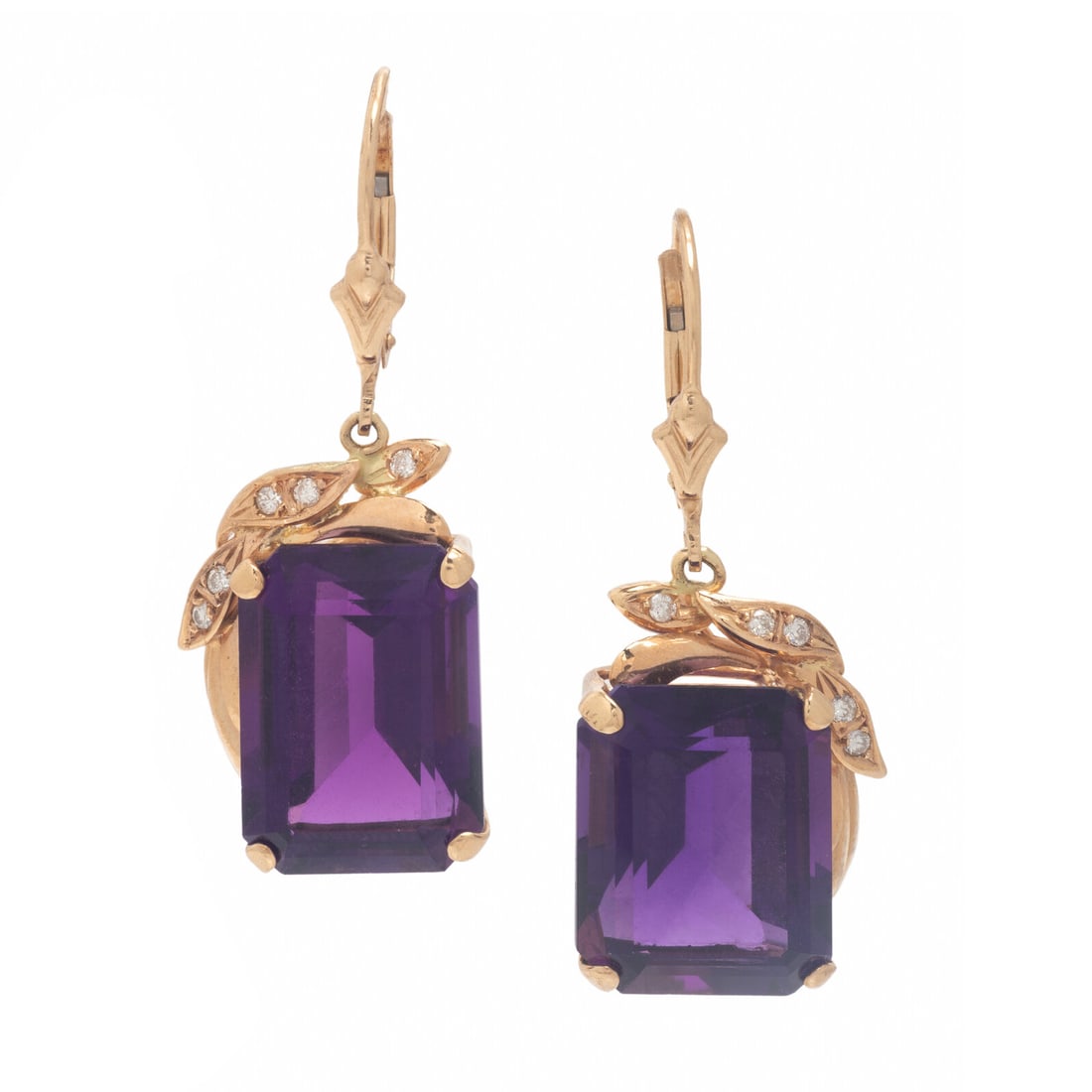 Amethyst, Yellow Gold, and Diamond Earrings (1 of 2)