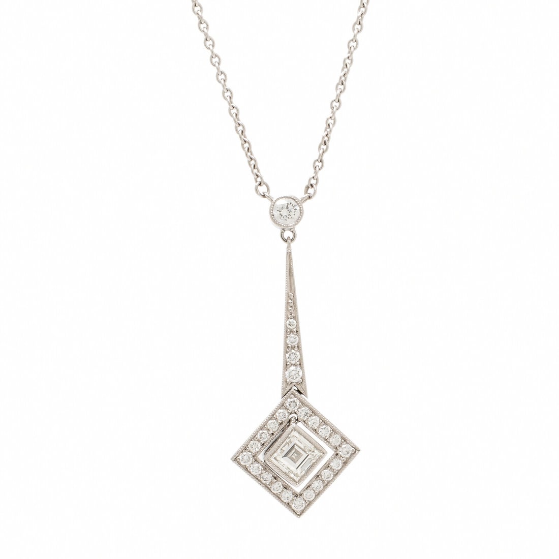 Platinum and Diamond Pendant Necklace (1 of 2)