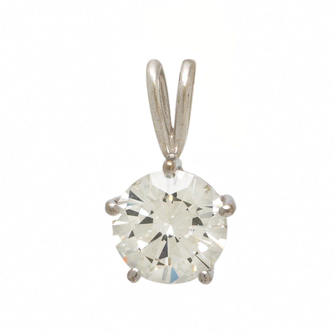 Diamond and White Gold Solitaire Pendant (1 of 2)