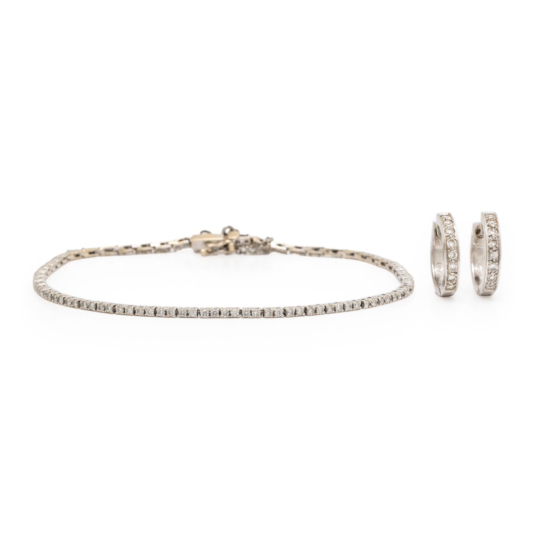 White Gold and Diamond Bracelet and Earrings (1 of 3)