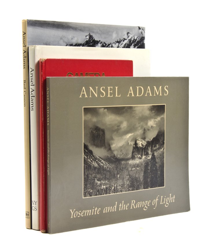 (PHOTOGRAPHY) ADAMS, ANSEL. A group of four books, two: (PHOTOGRAPHY) ADAMS, ANSEL A group of four books, two of which are signed. Camera and Lens. By Ansel Adams. New York: Morgan & Morgan, (1970), signed. Ansel Adams. Forward by Minor White. Boston