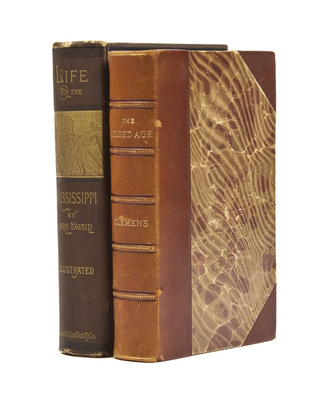 (TWAIN, MARK) CLEMENS, SAMUEL L. Life on the: (TWAIN, MARK) CLEMENS, SAMUEL L. Life on the Mississippi. Boston: James R. Osgood, 1883. 8vo, publisher's brown cloth gilt. First edition, second state. Wear to boards; ends bumped; previous owner's i
