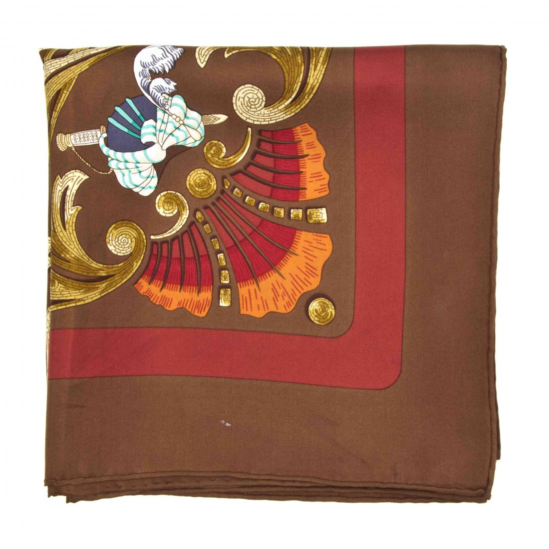 An Hermès Silk Scarf, 35 x 35 inches.: An Hermès Silk Scarf, in a 'Cheval Turc' motif. Labeled within print: Hermès. 35 x 35 inches. Property from the Estate of Betsy Pickering Kaiser