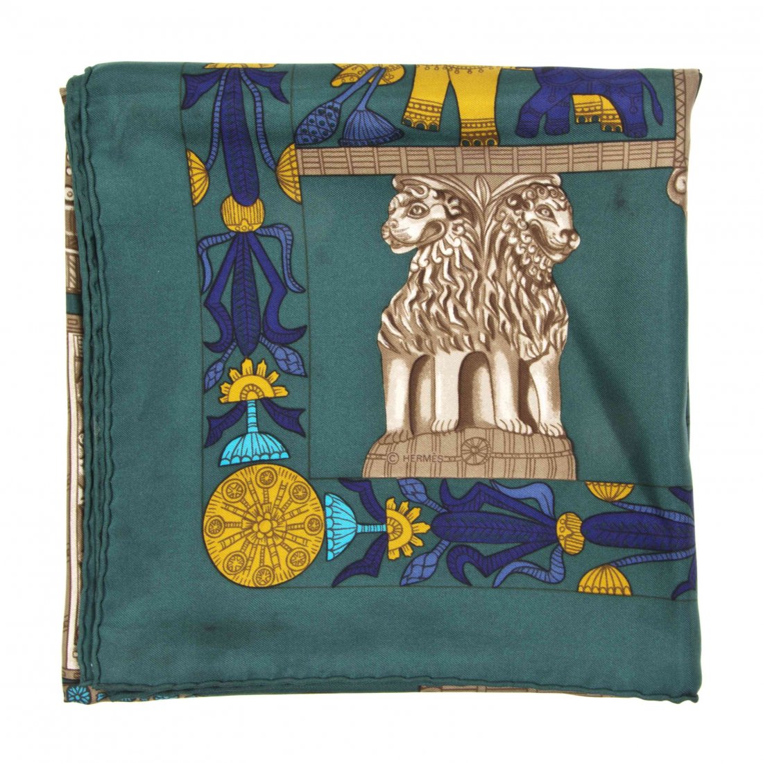 An Hermès Silk Scarf, 35 x 35 inches.: An Hermès Silk Scarf, in a 'Torana' motif. Labeled within print: Hermès. 35 x 35 inches. Property from the Estate of Betsy Pickering Kaiser