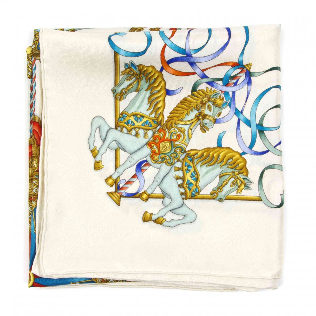 An Hermès Silk Scarf, 35 x 35 inches.: An Hermès Silk Scarf, in a 'Luna Park' motif. Labeled within print: Hermès. 35 x 35 inches. Property from the Estate of Betsy Pickering Kaiser