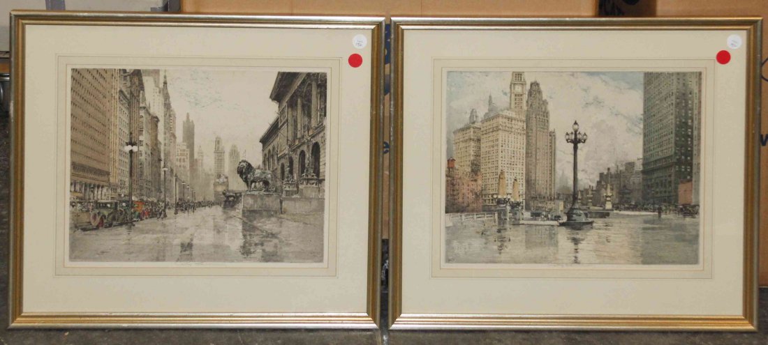 Luigi Kasimir, (Austrian, 1881-1962), A View of Chicago: Luigi Kasimir (Austrian, 1881-1962) A View of Chicago (a pair of works) handcolored engraving 14 x 18 inches.