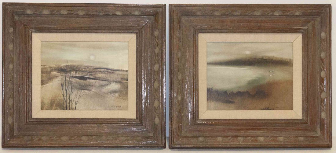 Zora Duvall, (Czechoslovakian, b. 1927), Earth and Sky: Zora Duvall (Czechoslovakian, b. 1927) Earth and Sky and Shoreline (a pair of works) oil on board signed Zora Duvall (lower right) 8 x 10 inches (each).