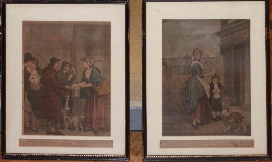 Four English Engravings, after Francis Wheatley, Height: Four English Engravings, after Francis Wheatley, Cries of London, each matted and titled. Height 13 x width 10 inches. Property from the Collection of John Heiner, Naperville, Illinois