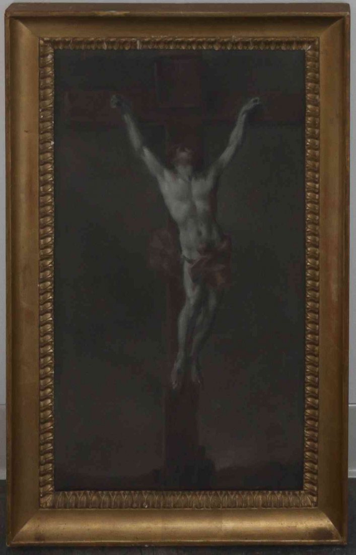 Attributed to Eugene Delacroix, (French, 1798-1863),: Attributed to Eugene Delacroix (French, 1798-1863) The Crucifixion pastel on paper 22 1/4 x 12 1/2 inches.