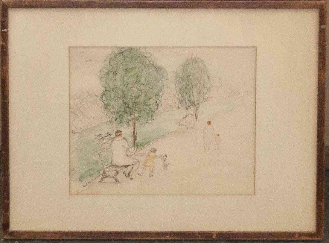 Arnold Friedman, (American, 1874-1946), Park Scene: Arnold Friedman (American, 1874-1946) Park Scene watercolor signed Friedman (lower left) 9 1/2 x 11 1/4 inches. Provenance: Salander-O'Reilly Galleries, New York, New York