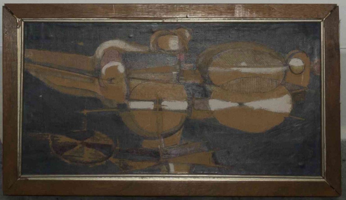 Attributed to Stanley William Hayter, (British,: Attributed to Stanley William Hayter (British, 1901-1988) Abstraction oil on paper 6 1/4 x 11 1/2 inches. Provenance: Salander-O'Reilly Galleries, New York, New York