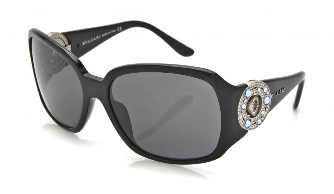 A Pair of Bulgari Black Sunglasses.: A Pair of Bulgari Black Sunglasses. Stamped: Bulgari. Property from the Estate of Louis M. and Linda M. Byron, Tucson, Arizona